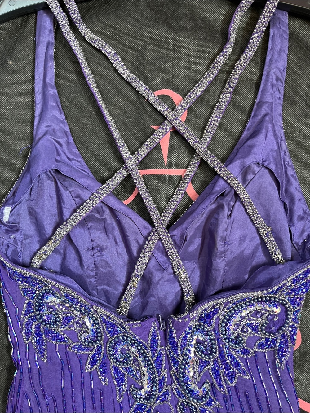 Beaded Purple Prom Dress with V-Neck - Picture 11 of 16